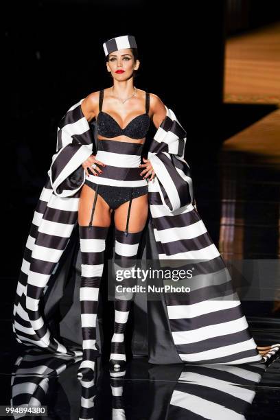 Rosanna Zanetti presents a creation by Spanish ANDES SARDA at the fashion show at the Mercedes-Benz Fashion Week Madrid Spring-Summer 2019, in IFEMA...