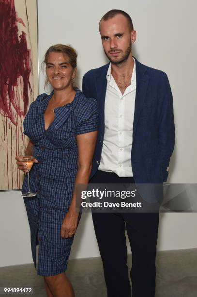 Tracey Emin and Harry Weller attend the White Cube summer party in celebration of "Memory Palace" at White Cube Bermondsey on July 9, 2018 in London,...