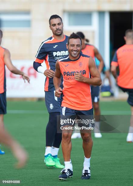 Santi Cazorla of Villarreal CF smiles during the first training of the season 2018-2019, at Ciudad Deportiva of Miralcamp, 9 July 2018 in Vila-real,...