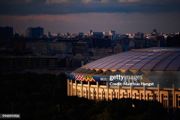 General view of the Luzhniki Stadium ahead of the 2018 FIFA World Cup semi-final match between England and Croatia on July 9, 2018 in Moscow, Russia.