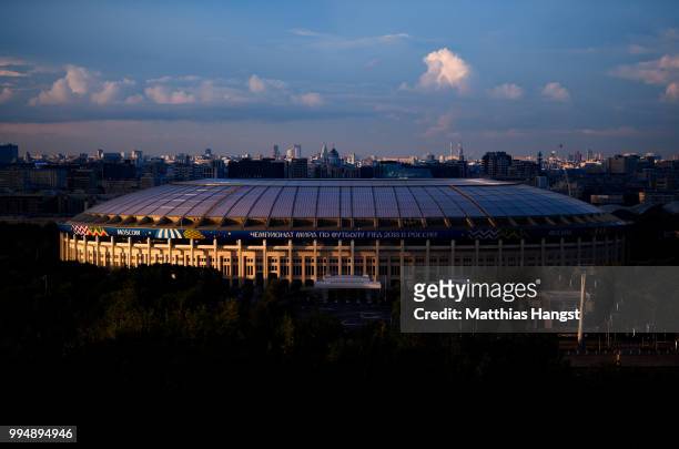 General view of the Luzhniki Stadium ahead of the 2018 FIFA World Cup semi-final match between England and Croatia on July 9, 2018 in Moscow, Russia.