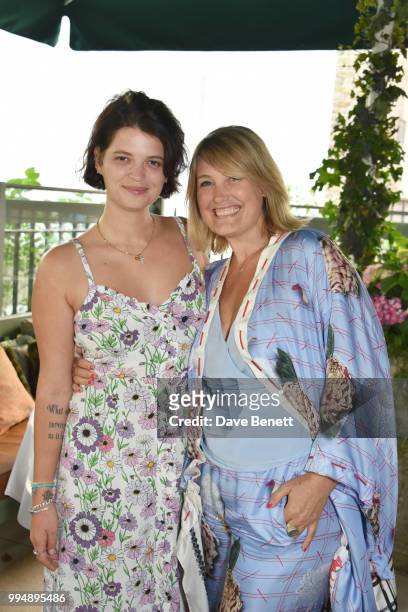 Pixie Geldof and Mika Simmons attend the Project Zero and For Good Causes charity dinner at The Ivy Kensington Brasserie on July 9, 2018 in London,...