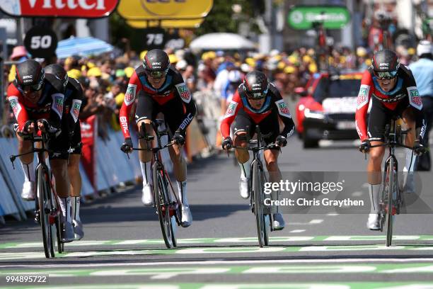 Arrival / Richie Porte of Australia / Patrick Bevin of New Zealand / Damiano Caruso of Italy / Simon Gerrans of Australia / Stefan Kung of...