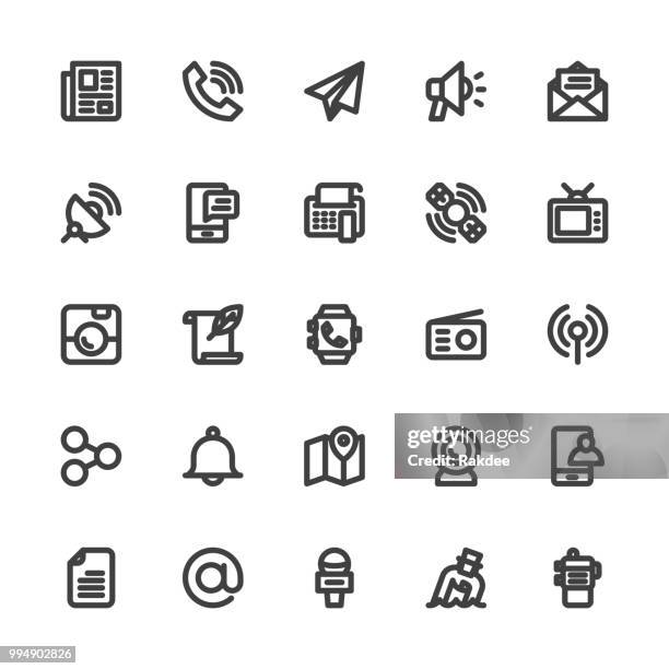 ilustrações, clipart, desenhos animados e ícones de ícones de comunicação - série de linha em negrito - transmissão via satélite