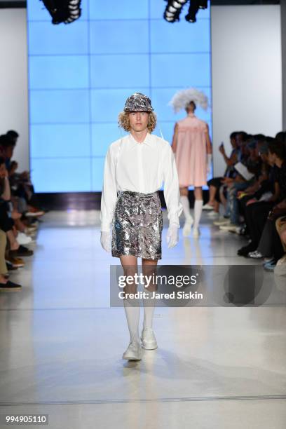 Models walk the runway at the Alessandro Trincone fashion show during Men's Fashion Week at Cadillac House on July 9, 2018 in New York City.