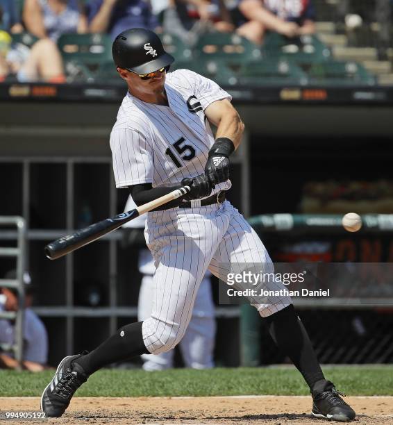 Adam Engel of the Chicago White Sox bats against the Minnesota Twins at Guaranteed Rate Field on June 28, 2018 in Chicago, Illinois.