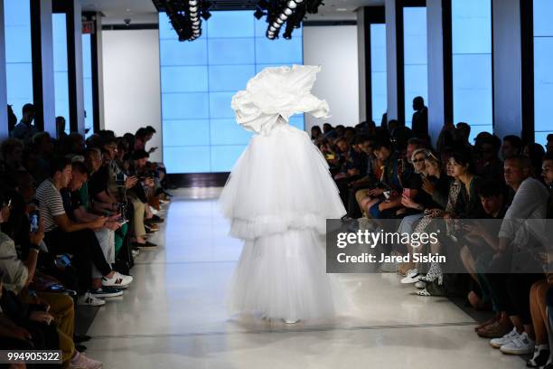 Model walks the runway at the Alessandro Trincone fashion show during Men's Fashion Week at Cadillac House on July 9, 2018 in New York City.