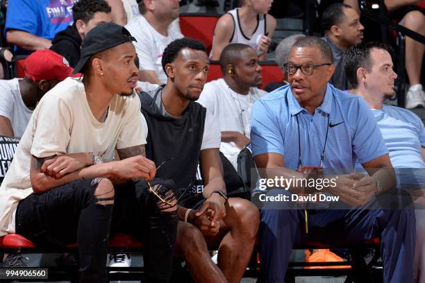 Gerald Green of the Houston Rockets, Ish Smith of the Detroit Pistons, and Head Coach Alvin Gentry of the New Orleans Pelicans during the 2018 Las...