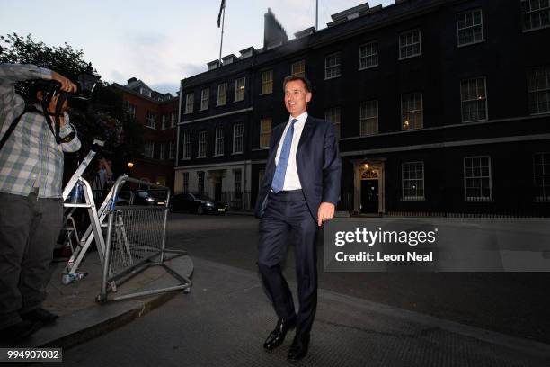 Former Health Secretary Jeremy Hunt leaves number 10 after accepting the position of Foreign Secretary following the resignation of Boris Johnson on...