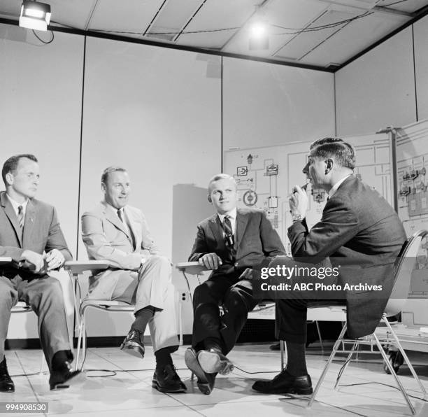 Astronauts Edward White, James A Lovell, Jr and Frank Borman, Jules Bergman on Disney General Entertainment Content via Getty Images's 'Issues and...