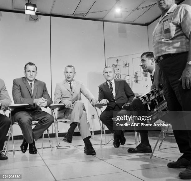 Astronauts Edward White, James A Lovell, Jr and Frank Borman, Jules Bergman on Disney General Entertainment Content via Getty Images's 'Issues and...