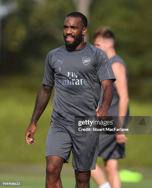 Alex Lacazette of Arsenal during a training session at London Colney on July 9, 2018 in St Albans, England.