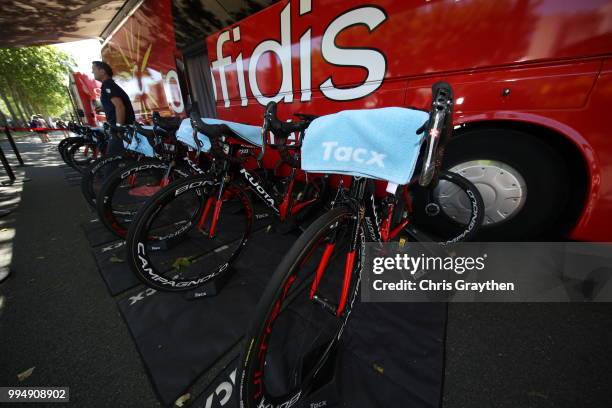 Start / Christophe Laporte of France and Team Cofidis / Tacx Roller / Kuota Bike / Tacx towel / during the 105th Tour de France 2018, Stage 3 a...