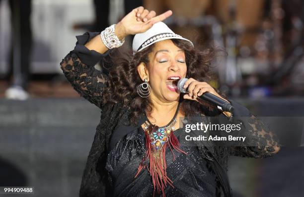 Kim Sledge of Sister Sledge performs during Classic Open Air at Gendarmenmarkt on July 9, 2018 in Berlin, Germany.