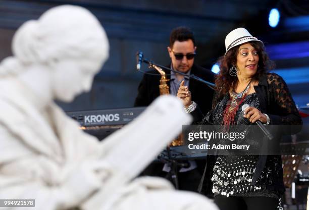 Kim Sledge of Sister Sledge performs during Classic Open Air at Gendarmenmarkt on July 9, 2018 in Berlin, Germany.