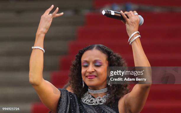 Tanya Tiet of Sister Sledge performs during Classic Open Air at Gendarmenmarkt on July 9, 2018 in Berlin, Germany.