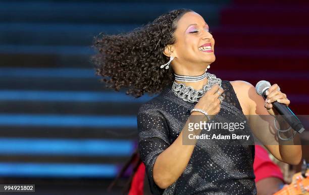 Tanya Tiet of Sister Sledge performs during Classic Open Air at Gendarmenmarkt on July 9, 2018 in Berlin, Germany.
