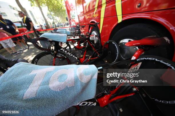 Start / Daniel Navarro Garcia of Spain / Anthony Perez of France / Team Cofidis, Solutions Credits of France / Kuota Bike / Tacx towel / dduring the...