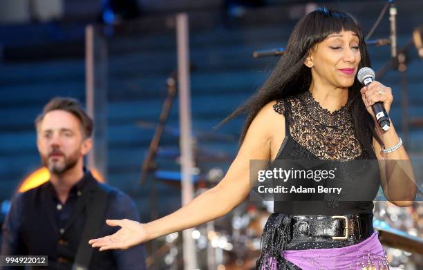 Debbie Sledge of Sister Sledge performs during Classic Open Air at Gendarmenmarkt on July 9, 2018 in Berlin, Germany.