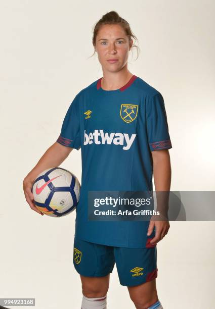West Ham United Ladies Unveil New signing Jane Ross at Rush Green on July 9, 2018 in Romford, England.