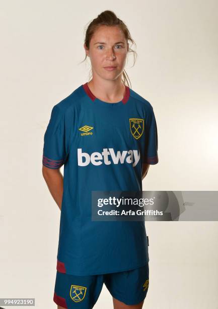 West Ham United Ladies Unveil New signing Jane Ross at Rush Green on July 9, 2018 in Romford, England.