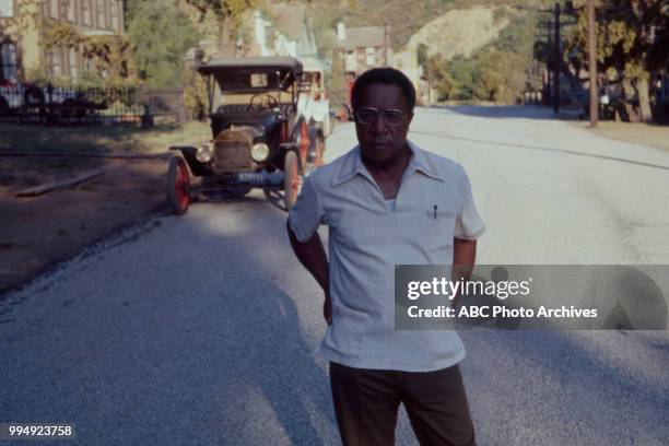 Alex Haley appearing on 'Roots: One Year Later'.