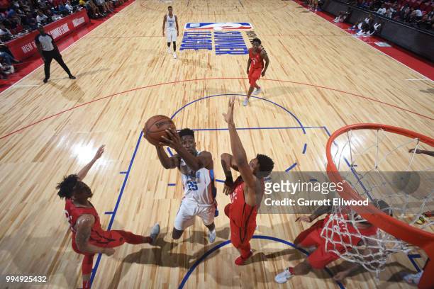 Daniel Hamilton of the Oklahoma City Thunder shoots the ball against the Toronto Raptors during the 2018 Las Vegas Summer League on July 9, 2018 at...