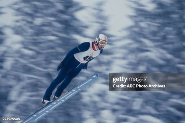 Sarajevo, Bosnia-Herzegovina Pavel Ploc competing in the 70 meter ski jump at the 1984 Winter Olympics / XIV Olympic Winter Games, Igman Olympic...