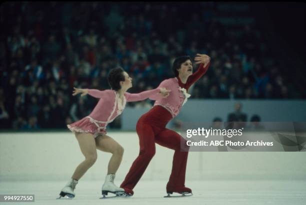 Sarajevo, Bosnia-Herzegovina Larisa Selezneva, Oleg Makarov in the pairs skating competition at the 1984 Winter Olympics / XIV Olympic Winter Games,...