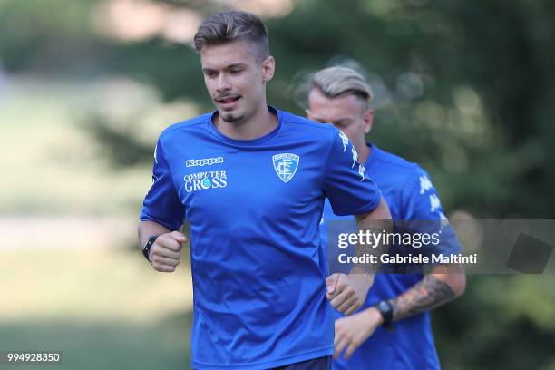 Lorenzo Polvani of Empoli Fc in action during the training session on July 9, 2018 in Empoli, Italy.