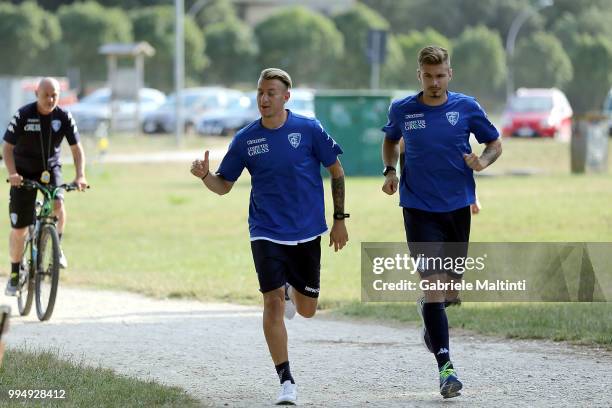 Antonino La Gumina of Empoli Fc in action during the training session on July 9, 2018 in Empoli, Italy.