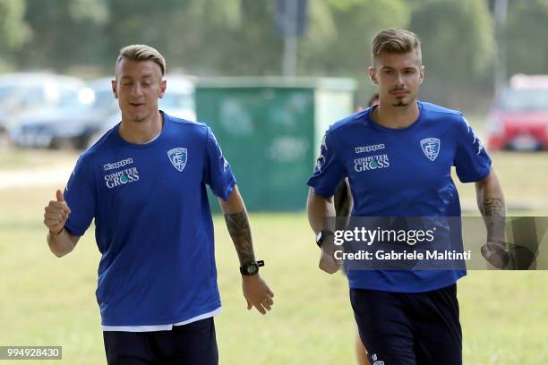 Antonino La Gumina of Empoli Fc in action during the training session on July 9, 2018 in Empoli, Italy.