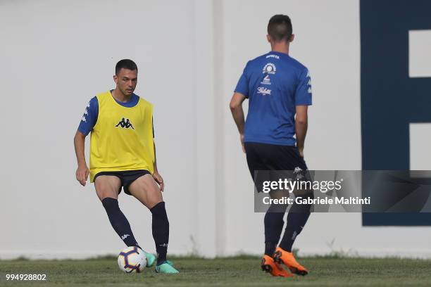 Frederic Veseli of Empoli Fc in action during the training session on July 9, 2018 in Empoli, Italy.