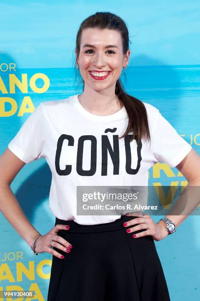 Actress Eva Soriano attends 'El Mejor Verano De Mi Vida' premiere at the Capitol cinema on July 9, 2018 in Madrid, Spain.