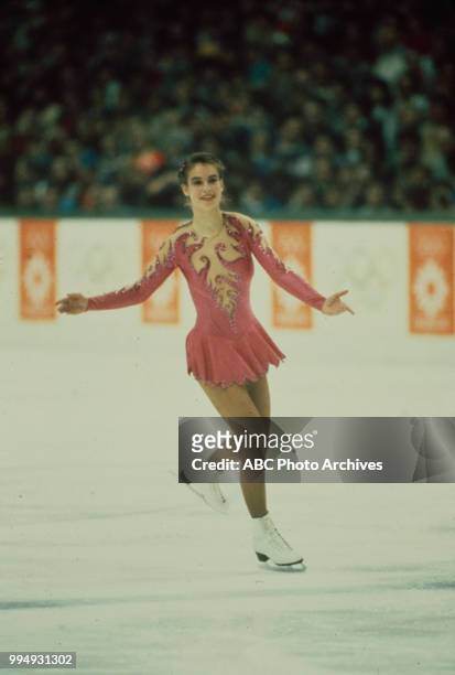 Sarajevo, Bosnia-Herzegovina Katarina Witt in the Ladies' figure skating competition at the 1984 Winter Olympics / XIV Olympic Winter Games,...