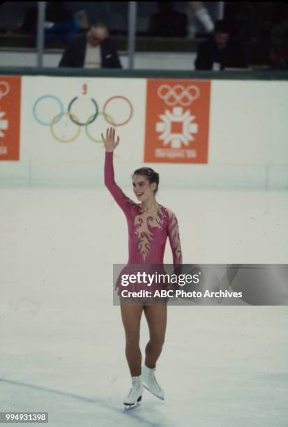 Sarajevo, Bosnia-Herzegovina Katarina Witt in the Ladies' figure skating competition at the 1984 Winter Olympics / XIV Olympic Winter Games,...