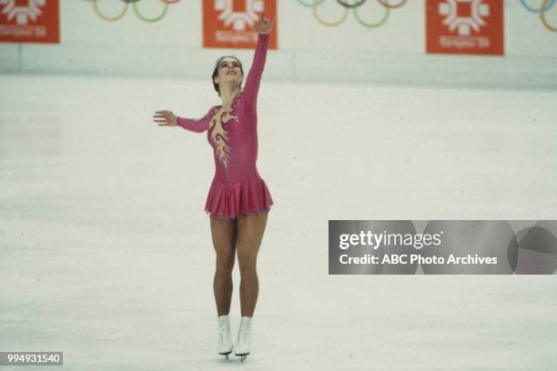 Sarajevo, Bosnia-Herzegovina Katarina Witt in the Ladies' figure skating competition at the 1984 Winter Olympics / XIV Olympic Winter Games,...