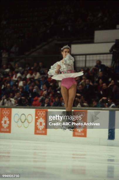 Sarajevo, Bosnia-Herzegovina Katarina Witt in the Ladies' figure skating competition at the 1984 Winter Olympics / XIV Olympic Winter Games,...