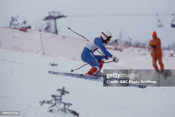 Sarajevo, Bosnia-Herzegovina Skier in the Men's downhill skiing competition at the 1984 Winter Olympics / XIV Olympic Winter Games, Bjelanica.