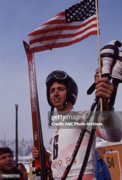 Sarajevo, Bosnia-Herzegovina Bill Johnson in the Men's downhill skiing competition at the 1984 Winter Olympics / XIV Olympic Winter Games, Bjelanica.