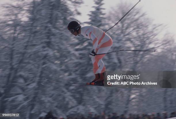 Sarajevo, Bosnia-Herzegovina Bill Johnson in the Men's downhill skiing competition at the 1984 Winter Olympics / XIV Olympic Winter Games, Bjelanica.