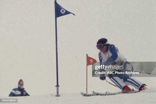 Sarajevo, Bosnia-Herzegovina Perrine Pelen in the Men's slalom competition at the 1984 Winter Olympics / XIV Olympic Winter Games, Bjelanica.