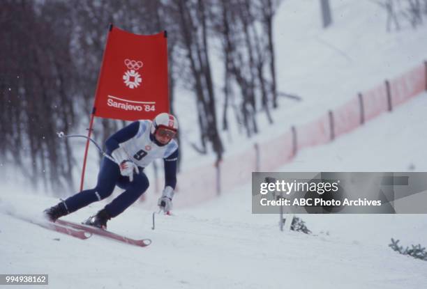 Sarajevo, Bosnia-Herzegovina Michael Mair in the Men's downhill skiing competition at the 1984 Winter Olympics / XIV Olympic Winter Games, Bjelanica.