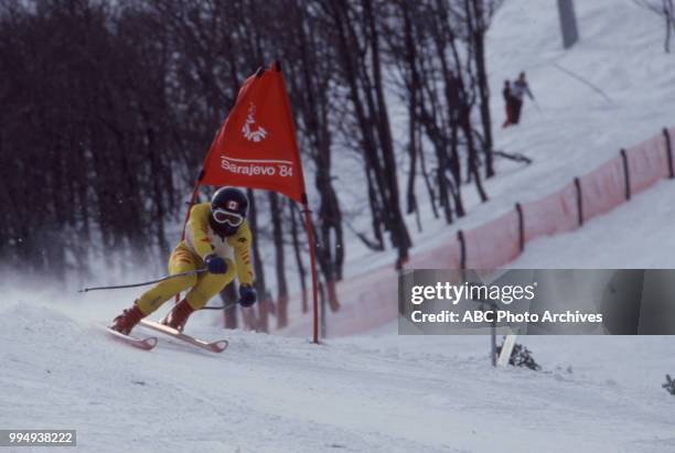 Sarajevo, Bosnia-Herzegovina Gary Athans in the Men's downhill skiing competition at the 1984 Winter Olympics / XIV Olympic Winter Games, Bjelanica.