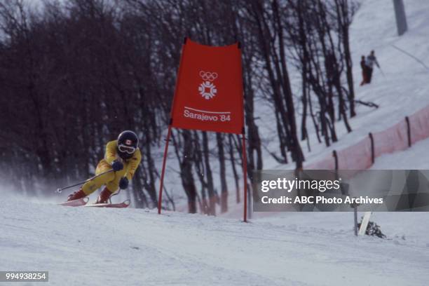 Sarajevo, Bosnia-Herzegovina Gary Athans in the Men's downhill skiing competition at the 1984 Winter Olympics / XIV Olympic Winter Games, Bjelanica.