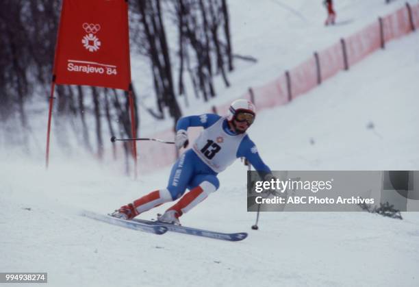 Sarajevo, Bosnia-Herzegovina Anton Steiner in the Men's downhill skiing competition at the 1984 Winter Olympics / XIV Olympic Winter Games, Bjelanica.