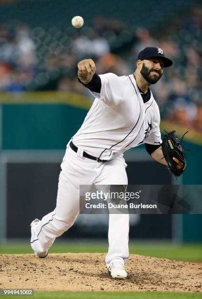 Mike Fiers of the Detroit Tigers pitches against the Oakland Athletics at Comerica Park on June 27, 2018 in Detroit, Michigan.