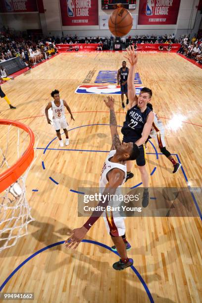 Leaf of the Indiana Pacers shoots the ball against the Cleveland Cavaliers during the 2018 Las Vegas Summer League on July 9, 2018 at the Cox...