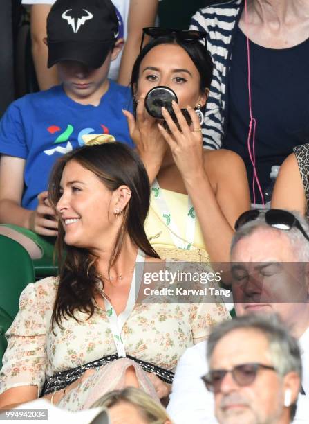 Lucy Watson and Lisa Snowdon attend day seven of the Wimbledon Tennis Championships at the All England Lawn Tennis and Croquet Club on July 9, 2018...