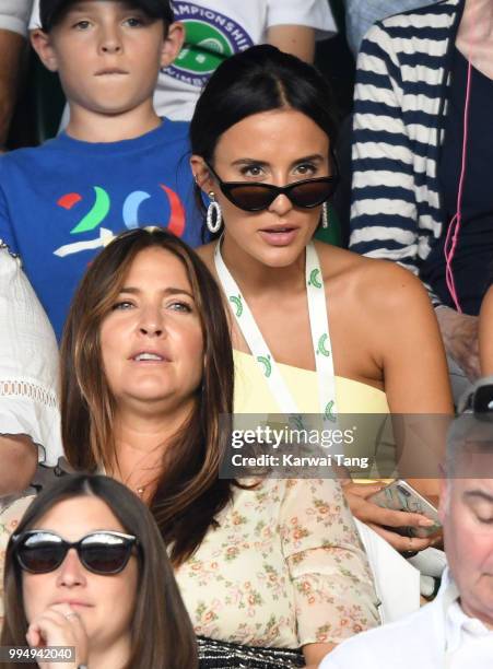 Lucy Watson and Lisa Snowdon attend day seven of the Wimbledon Tennis Championships at the All England Lawn Tennis and Croquet Club on July 9, 2018...